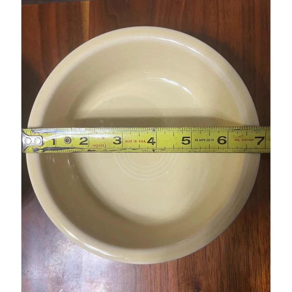 Vintage Fiesta Ware Set 2 Yellow/Ivory Soup Cereal Bowls 6.75 inch‎ Embossed USA